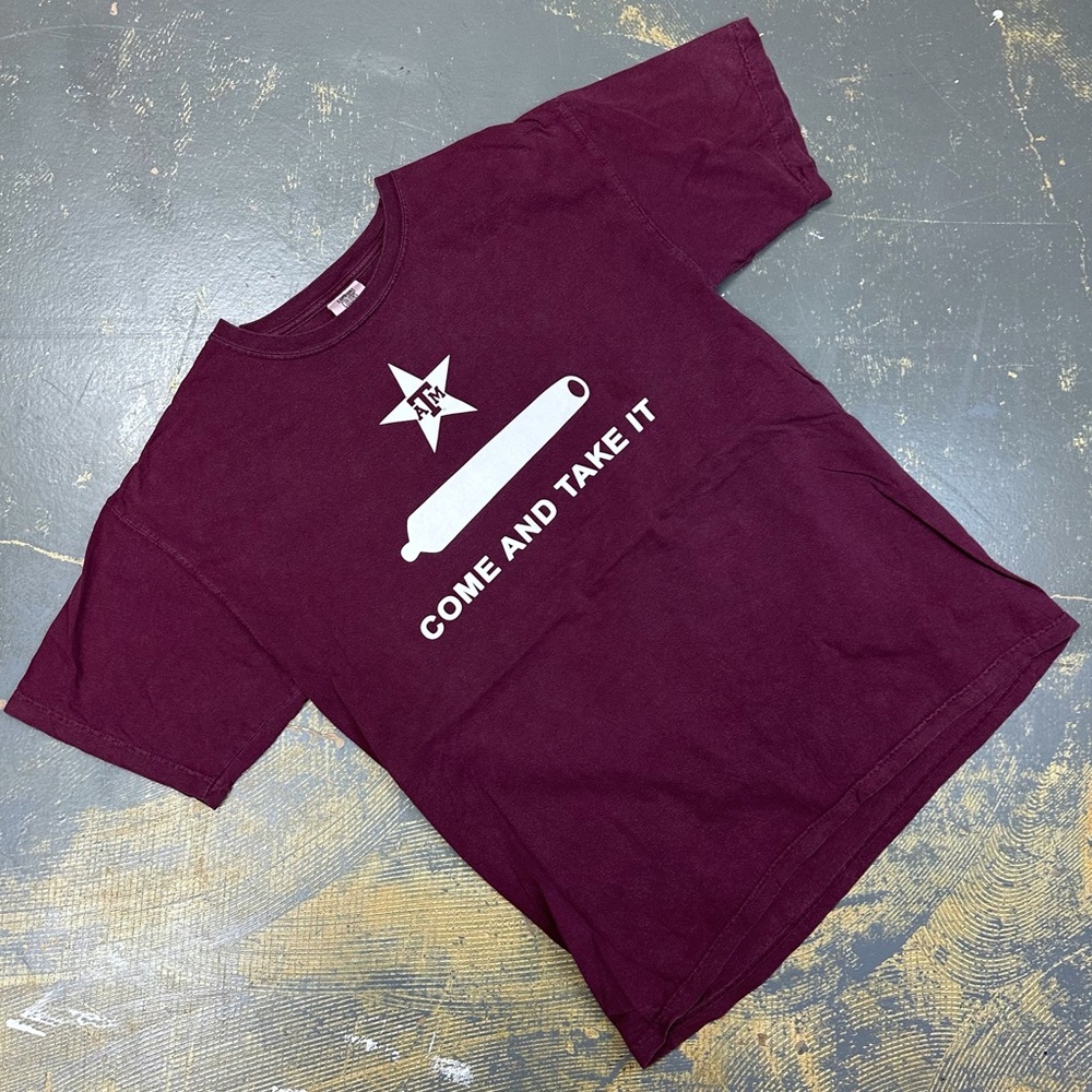 Texas A&M Retro Shirt Medium NCAA Aggies Maroon Comfort Colors Football SEC